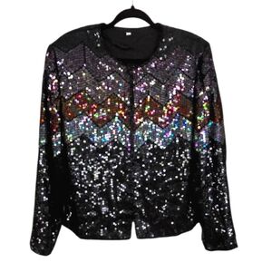 Vintage Black Sequin Blazer Formal Evening Wear